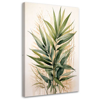Lærred print, Beige akvarel blade natur