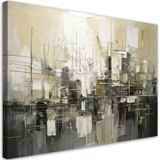 Lærred print, Moderne abstrakt grå og beige