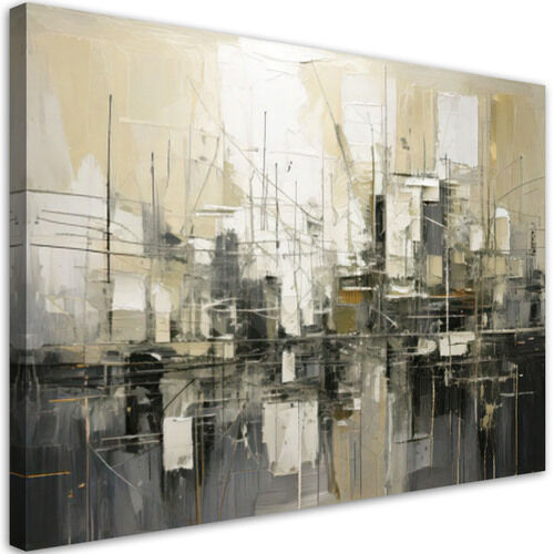 Lærred print, Moderne abstrakt grå og beige
