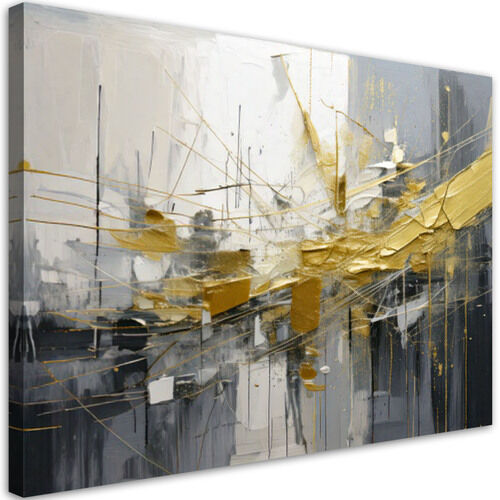 Lærred print, Moderne abstrakt grå og guld