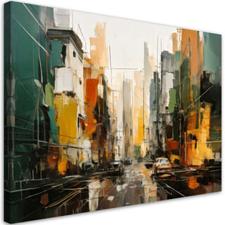 Lærred print, Moderne by abstrakt farverig