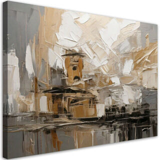 Lærred print, Brun og beige abstrakt