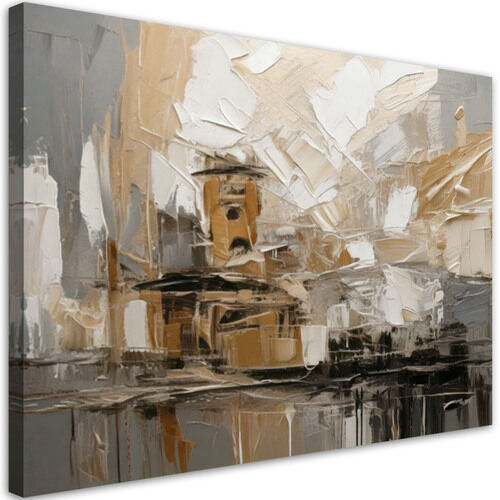 Lærred print, Brun og beige abstrakt