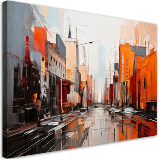 Lærred print, Byarkitektur abstraktion orange