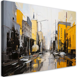 Lærred print, Byarkitektur abstrakt gul