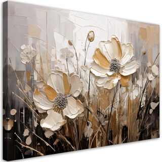 Lærred print, Beige mark blomster Abstraktion