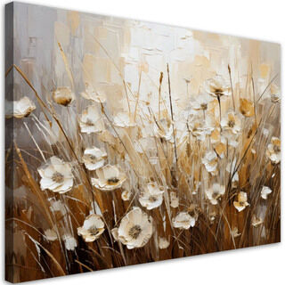 Lærred print, Mark beige blomster Abstraktion