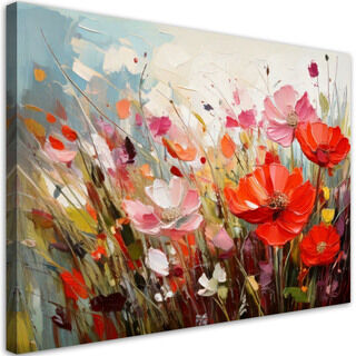 Lærred print, Mark røde blomster Abstraktion