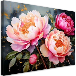 Lærred print, Moderne pæoner blomster