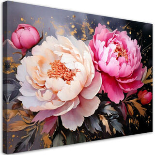 Lærred print, Pæoner lyserøde blomster