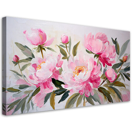 Lærred print, Pæoner blomster buket pink