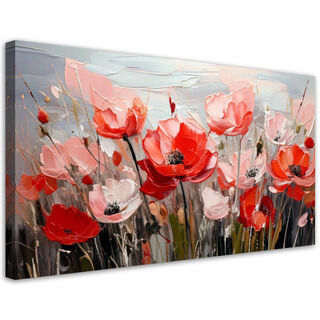 Lærred print, Valmuefelt blomster
