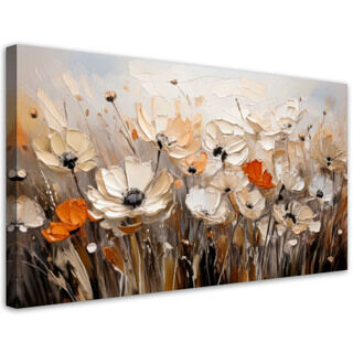 Lærred print, Blomster i en eng Beige