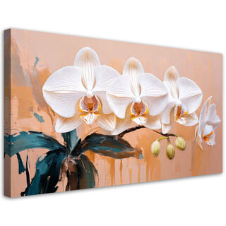 Lærred print, Orkide Akvarel Blomster