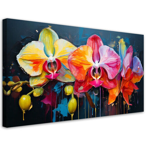 Lærred print, Farverige orkideer Blomster