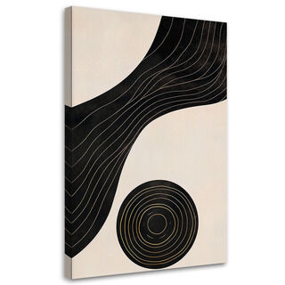 Lærred print, Abstrakte linjer Cirkel Beige Sort Minimalisme