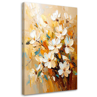 Lærred print, Hvide blomster olie malingseffekt
