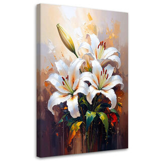 Lærred print, Liljer hvide blomster som malet