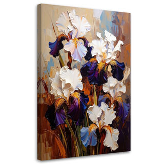 Lærred print, Irisblomster imiteret olie maleri