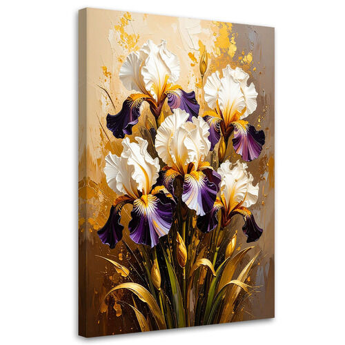Lærred print, Irisblomster på beige baggrund