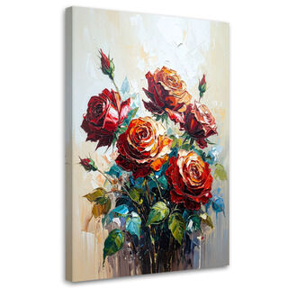 Lærred print, Røde roser blomster imitation maleri