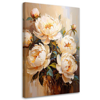 Lærred print, Pæoner Cremefarvede blomster Buket