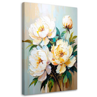 Lærred print, Pæoner Hvide blomster Buket