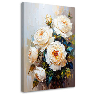 Lærred print, Roser Hvide blomster Buket