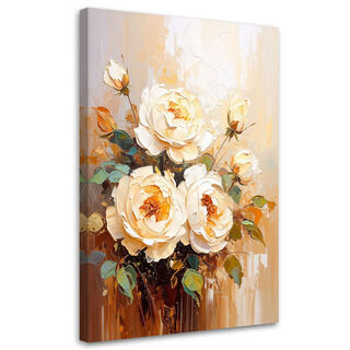 Lærred print, Cremefarvede roser Blomsterbuket