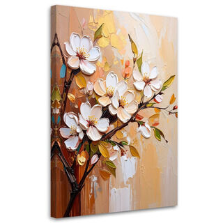 Lærred print, Hvide blomster kviste malingseffekt