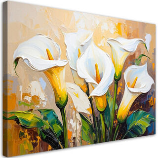 Lærred print, Hvide calla-blomster som malet