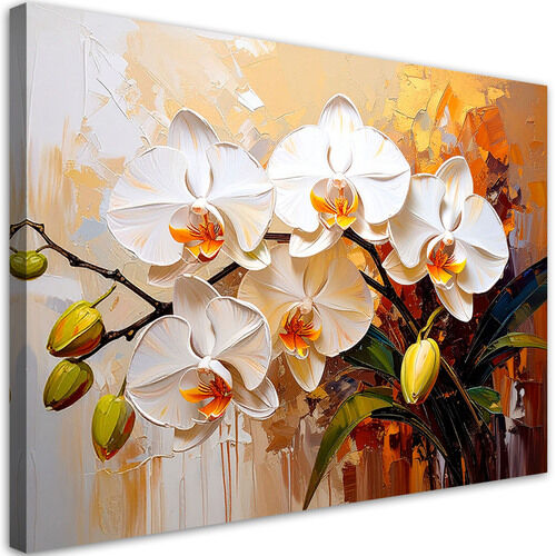Lærred print, Orkideer hvide blomster abstraktion