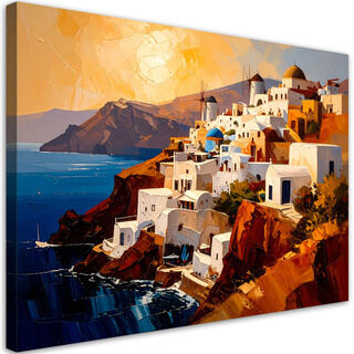 Lærred print, Santorini Grækenland malet landskab