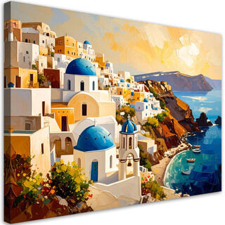 Lærred print, Santorini Grækenland malet landskab