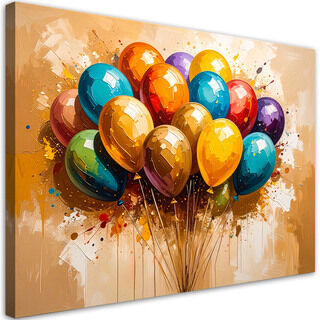 Lærred print, Farverige balloner