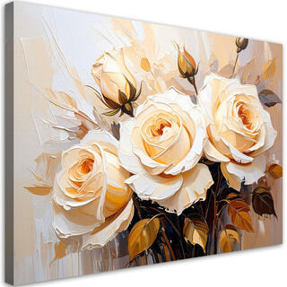 Lærred print, Cremefarvede roser blomster