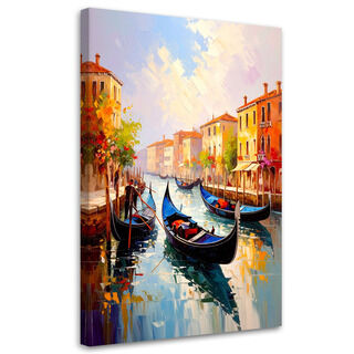 Lærred print, Gondoler i Venedig, Italien