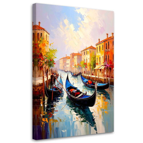 Lærred print, Gondoler i Venedig, Italien