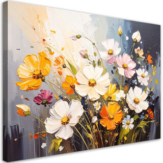 Lærred print, Farverige vilde blomster natur