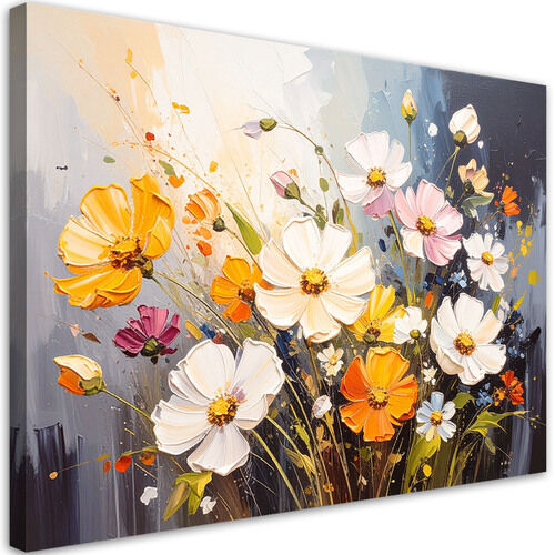 Lærred print, Farverige vilde blomster natur