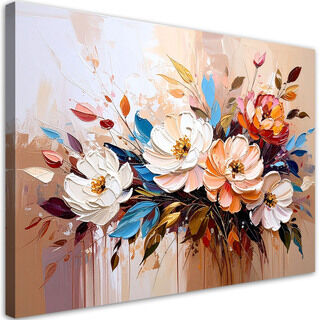 Lærred print, Blomsterbuket Farverig abstraktion