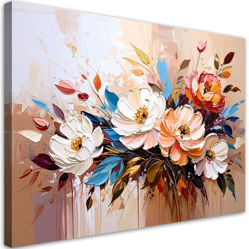Lærred print, Blomsterbuket Farverig abstraktion