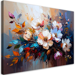 Lærred print, Blomsterbuket Farverig abstraktion