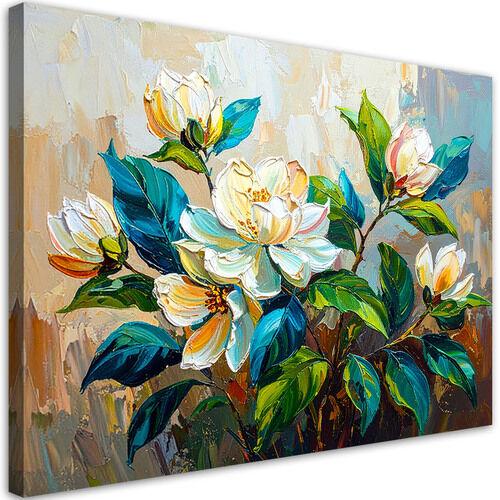 Lærred print, Blomsterbuket Grøn imiteret maling