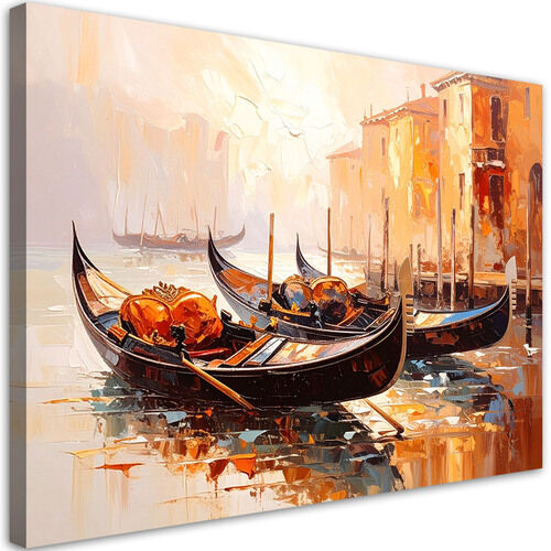 Lærred print, Venedig By Gondoler Beige