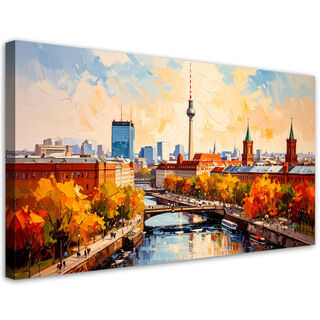 Lærred print, Panorama af Berlin by
