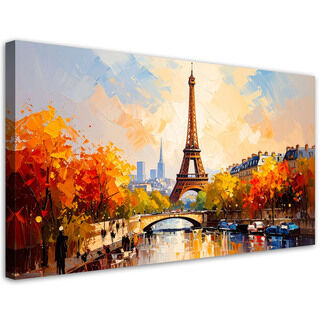 Lærred print, Panorama af Paris Eiffeltårnet