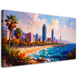 Lærred print, Strand Barcelona Spanien