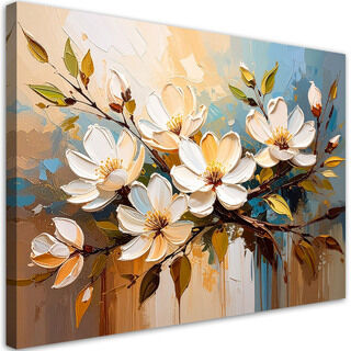 Lærred print, Hvide blomster Kviste Natur