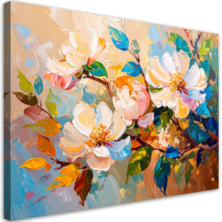 Lærred print, Farverige blomster Blade Natur